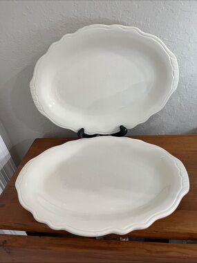 Homer Laughlin Carolyn  Scalloped Ceramic Serving Platters - 52600  set of 2
